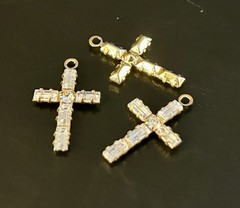 Swarovski Crystal Baguette Cross Gold Plated