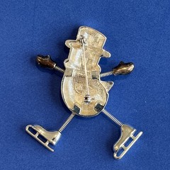 Vintage Christmas Holiday Brooch Pin – Ice Skating Snowman Danecraft Signed Good