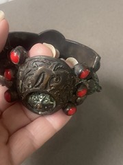 Vintage Antique Moroccan Enamel Berber Cuff Bracelet Ethnic Tribal Bangle
