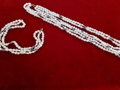 5pc Necklace Lot Enamel Acrylic Metal Rice Pearls Multi Strand Pastel Art Beads