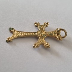 Vintage Armenian Cross Pendant Gold Tone Holy Etchmiadzin Inscribed