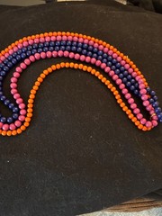 Tri-Strand Wooden Bead Becklace. Vintage Mid-Century Modern. 36-in length.