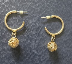 Vintage Gold Tone Wire Wrapped Love Knot Hoop Earrings Dangle Drop