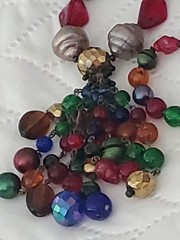 Vintage Necklace Multi Color Glass Metal Acrylic Beads 28″ Cluster A4