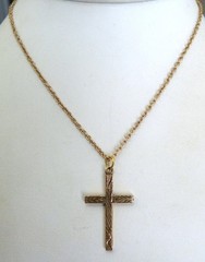 VTG BATES & BACON GOLD FILLED ENGRAVE CROSS PENDANT CHAIN NECKLACE 1st COMMUNION
