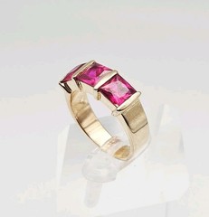 UTC Sterling Silver Vermeil 3.00ct Princess Pink Sapphire Eternity Ring Size 8