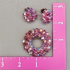Vintage Flower Brooch Earrings Set Orchid Sugared Clip On Cream Gold Tone