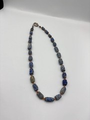 Vintage Natural Lapis Lazuli & Agate Bead Necklace – Authentic Earth Minerals