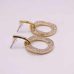 Vintage Rhinestone Drop Dangle Door Knocker 1.4″ Womens Goldtone Earrings