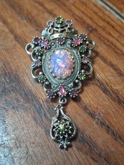 Vintage Sarah Coventry Contessa Brooch Faux Opal and Rhinestones Pretty