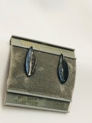 Vintage Panache Black Textured Leaf Earrings 14k GF Posts 7/8” Leaves New