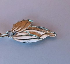 Vtg Leaf Bracelet & Earrings Set W. Germany Silver Tone Lightweight Paved Look