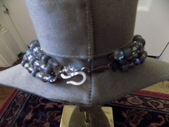 Vtg 1960 Christian Dior Signed 3 Strand Gray Art Glass AB Crystal Bead Necklace