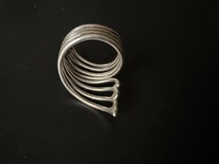 925 Silver Modernist Openwork Bypass Ring 8.8 Grams Size 8.5 Sculptural Vintage