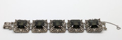 VTG Sarah Coventry “Celebrity” Silver Tone Smoky Quartz Glass Panel Bracelet