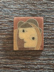 Vintage Cubist Modernist Face Brooch Abstract Geometric Portrait Pin