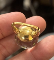 Vintage VENDOME Faceted Crystal Disco Ball Cocktail RING~Square Shank~Patent,FJT