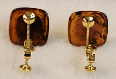 Vintage Napier 1984 Tortoise Collection Resin Clip On Screwback Earrings
