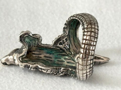 VINTAGE .925 STERLING SILVER FIGURAL ALLIGATOR RING…14g…SIGNED