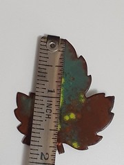 Copper enamel maple leaf brooch/pin vintage, fall autumn colors
