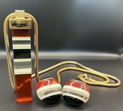 Designer Vintage! 1970s Lanvin Paris Mod Lucite Necklace &clip back earrings set