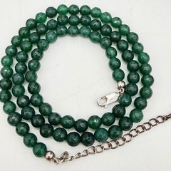 Vtg JTV Sterling Silver Green Gemstone Necklace Posibly Cyracorpse Or Green Onyx