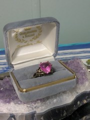 UTC PINK SYNTHETIC TOPAZ Size 7 GOLD PLATED 925 STERLING SILVER RING B354