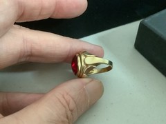 VTG/Antique Art Deco gold filled?rolled?red glass signet ring size 5.25 unsigned