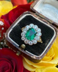 Art Deco Style Green Lab Created Diamond Halo 14K White Gold FN Engagement Ring