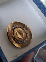 Vintage Cowboy Hat Brooch Cowgirl Gold Tone Clear Prong Rhinestone Western Wear