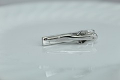 Vintage Sterling Silver Tie Bar – Shield‑S Maker’s Mark – Clamping Style