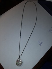 Vintage 14K white gold Masonic Eastern Star Pendant Charm & 20″ 10k rope chain