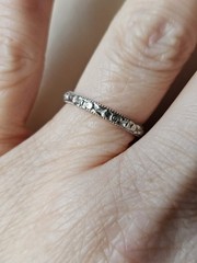 Vintage 1933 Art Deco 18k White Gold Orange Blossom Band Ring