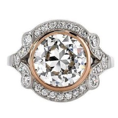 Vintage1890s Edwardian Style LabCreated Diamond Circa Engagement 14K GoldFN Ring