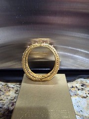 Metropolitan Museum of Art Gold Tone Floral Enamel Hinged Bangle