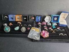 Vintage Estate Ring Lot 40pc 925 Sterling Silver Signed Avon 10k GP