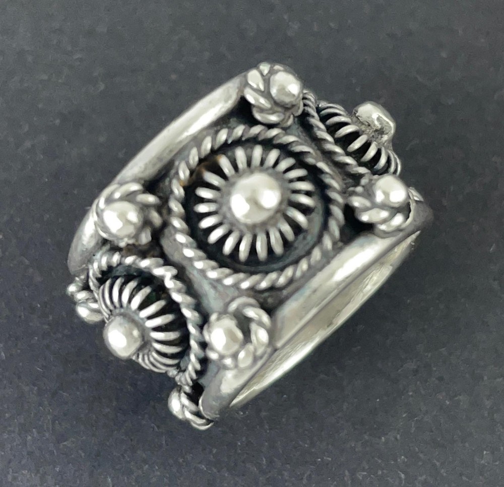 VINTAGE TAXCO MEXICO STERLING SILVER WIDE BAND RING J MORALES SIZE M½