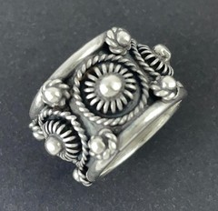 VINTAGE TAXCO MEXICO STERLING SILVER WIDE BAND RING J MORALES SIZE M½