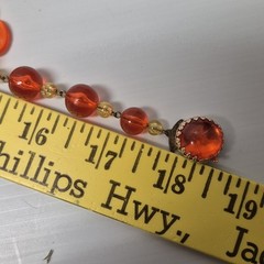 W Germany Necklace & Clip On Earrings Translucent Plastic Lucite Beaded Vtg