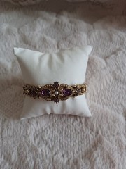 Vintage 1974 Avon Queensbury Victorian Revival Gold Tone Purple Crystal Bracelet