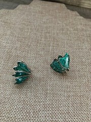 Vintage MOD Blue Glitter Plastic Silver tone Screw Back Earrings 1950s 1960s