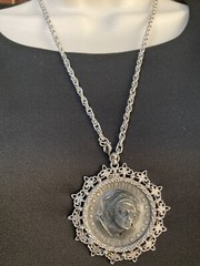 VTG Liberty 1794 Art Deco fashion Coin pendant ‘necklace Silver Tone 22”