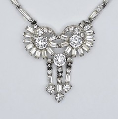 Vintage Bogoff Signed Rhinestone Statement Necklace Art Deco Repair Craft Wear