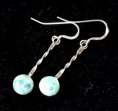 Larimar Dangle Earrings Twisted Wire Drop Earrings 925 Sterling Silver #19