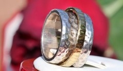 925 multi-tone sterling silver ring 12.1mm wide spinner band sz 5 vintage 11.60g