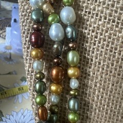 Vintage 70″ Earth-Tone Freshwater Baroque Pearl Opera Length Necklace No Clasp