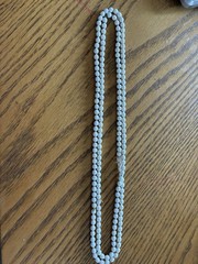 Vintage White Milk Glass Knotted Flapper Opera Strand Necklace – 54″
