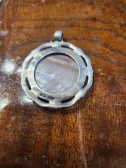 Vintage Sterling Silver Pendant Mother OF Pearl Marcasite Accents 10.6g