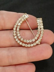 New Lovely Rhinestone Good Luck Lucky Horseshoe Brooch Pin
