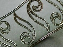 ESTATE WIDE 5.30CT DIAMOND 14K BLACK GOLD 3D FILIGREE MULTI LEAF BANGLE BRACELET